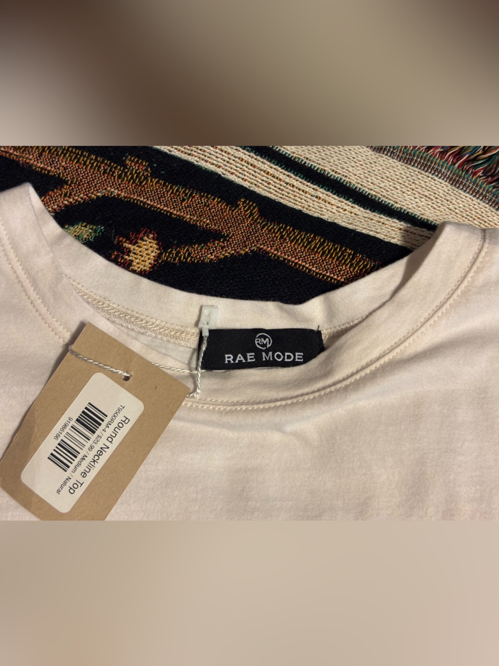 Rae Mode Women’s Short Sleeve Crewneck Tee — Soft Cream - Picture 5 of 11